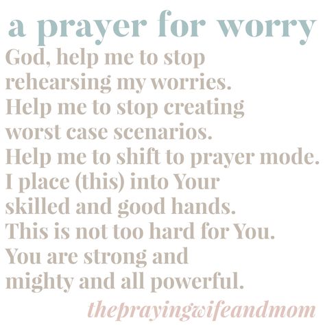 Prayer For Worrying Mind, Wellness Girly, Prayer For Worry, 2024 Energy, Worry Quotes, Godly Wisdom, Fast And Pray, Firm Foundation, Wonderful Counselor