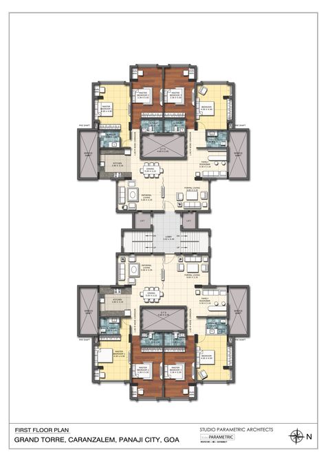 Floor Layout Plan, Penthouse Layout, Residential Building Plan, Flat Plan, Flat Interior Design, Hotel Floor Plan, Hotel Floor, Interior Design Plan, Layout Plan