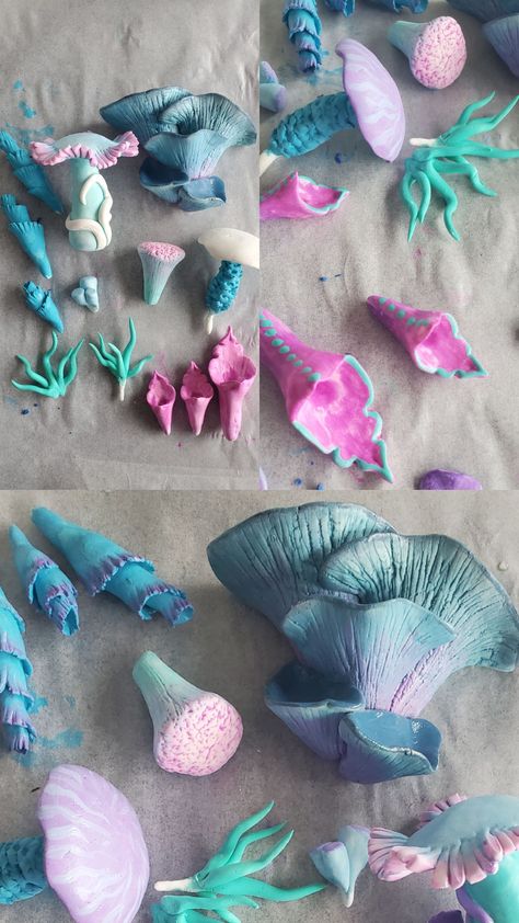 Creating a James Cameron Avatar nature scene with clay and acrylic paint Avatar Clay Art, Avatar Room Decor Diy, Avatar Diy Crafts, Avatar Pandora Diy Crafts, Avatar Crafts Pandora, Avatar Ceramics, Air Dry Clay Projects Ocean, Avatar Room Decor, Avatar Decorations