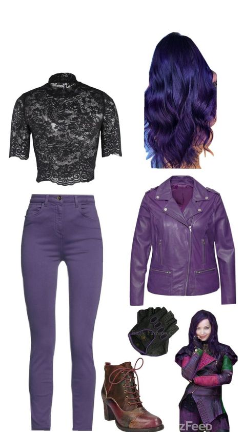 Halloween Movie Inspired Outfits, Disney Descendants Mal Outfits, Mal Inspired Outfit, Mal Descendants Outfit, Descendants Inspired Outfits, Descendants Fashion, Mal Descendants Costume, Descendants Outfits, Mal Costume