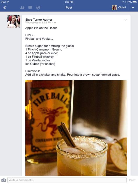 Apple Pie Drink, Apple Whiskey, Vodka Ice, Angry Orchard, Fireball Whiskey, Vanilla Vodka, Drinks Alcohol Recipes, On The Rocks, Alcohol Recipes