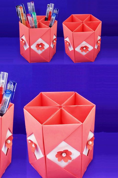 #how to make #beautiful pen #stand - diy #origami #pencil holder - easy origami pencil #holder - #pen stand #diy pencil holders origami #paper - origami pencil holder #tutorial - how to make #easy pen stand - #3d origami pencil holder tutorial - origami #art pencil holder - how to make pen stand #best out of #waste - easy #crafts pencil holder - #apple pencil holder - #straw #dispenser pencil holder - perler #bead pencil holder - pencil holder ideas for #kids easy Pencil Holder Ideas For Kids, Pen Stand Ideas Handmade, Crafts Pencil Holder, Paper Craft For School, Diy Pencil Holders, Pen Stand Diy, Mini Crafts Diy, Pencil Holder Ideas, Paper Pencil Holder