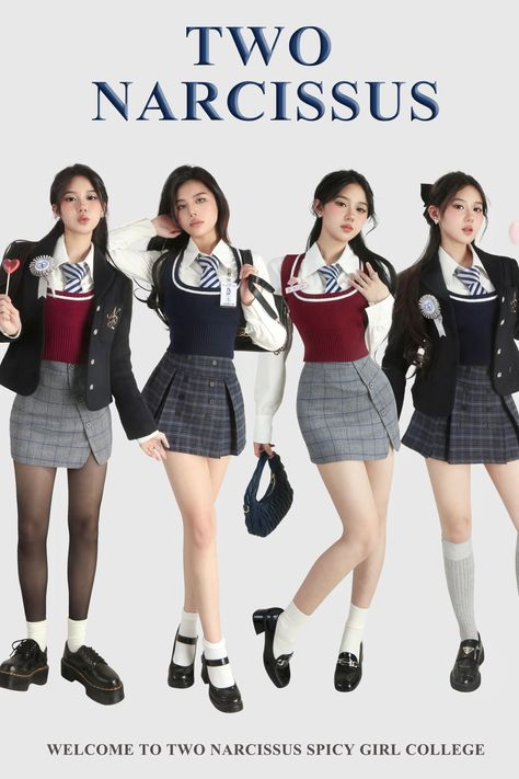 Kpop School Uniform, Korean Student Uniform, Ulzzang Girl School Uniform, Korean School Uniform Girls, Chinese School Uniform Girl, School Uniform Fashion, School Uniform Outfits, School Uniforms, Kawaii Fashion Outfits