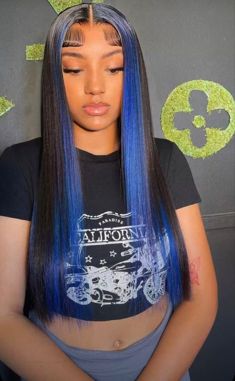 Black And Blue Sew In, Blue Sew In, Side Part Hairstyles Weave, Brown Hair Sew In, Lace Fronts, Sew In Hairstyles, Birthday Hairstyles, Black Ponytail Hairstyles, Braids Hairstyles Pictures