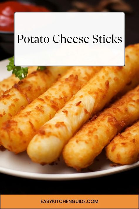 Indulge in crispy perfection with our Potato Cheese Sticks recipe. Elevate snack time with the irresistible combination of golden-brown potatoes and gooey cheese. How To Make Potato Sticks, Unique Appetizer Recipes, Potato Cheese Sticks, Potato Sticks Recipes, Patato Foods Recipe Easy, Potatoes Appetizers, Easy Snacks Recipes, Snacks For Party, Cheese Sticks Recipe