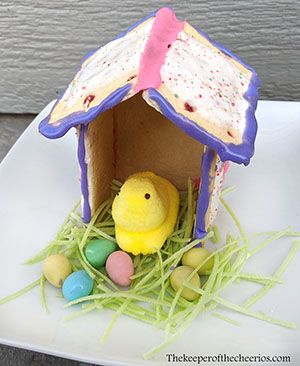 Easter Bunny Pop Tart House, Easter Peeps House, Peep Houses Easter, Pop Tart Bunny House, Poptart Houses, Pop Tart House, Peep Houses, Easter Bunny House, School Easter Party