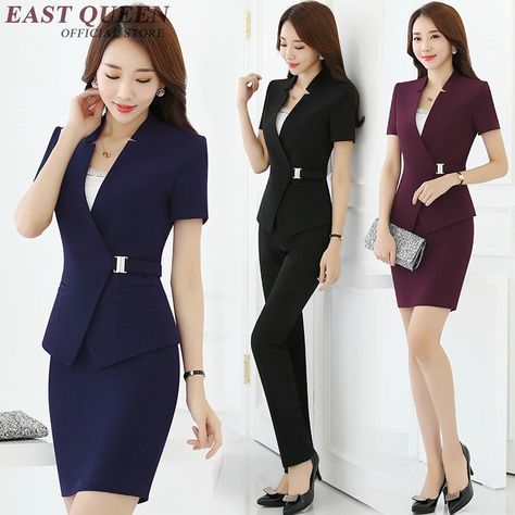 Office Uniform For Women, Women Office Blouse, Suits Office, Work Outfits Frauen, Uniform Clothes, Women Professional Attire, Chic Work Outfit, Flight Attendant Fashion, Womens Skirt Suits