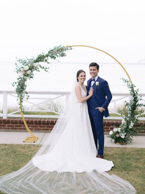 Fall Wedding Circle Arch Flowers, Circular Wedding Backdrop, Circle Arch Ideas, Arch With Greenery, Circle Wedding Arch, Simple Wedding Arch, Round Gazebo, Annapolis Wedding, Circle Arch