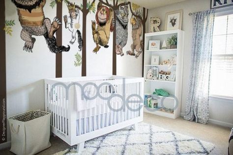 Max and Monsters Hanging On The Trees Where The Wild Thing Are Wild Things Nursery, Industrial Floating Shelves, Long Floating Shelves, Boy Nursery Themes, Sticker Wallpaper, Baby Boy Nursery Themes, Wall Stickers Wallpaper, Baby Boy Room Decor, Momma Bear