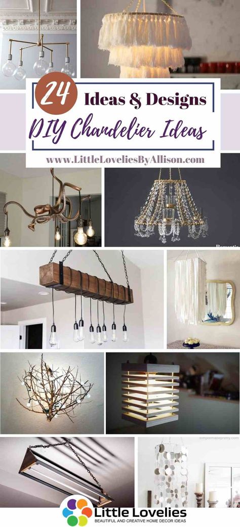 Having a chandelier is one way to bring life to your home. Buying a chandelier can be a bit high for some. Some chandeliers can cost up to $1000, why spend so much on a chandelier when you can make one for yourself? I have put together a list of 24 Homemade DIY Chandelier Ideas that you can easily DIY. Go through my list, make your pick, and start creating. 1. #chandelier Diy Candle Chandelier Ideas, Diy Ceiling Chandelier, Diy Dining Room Chandelier, Diy Large Chandelier, Diy Light Chandelier, Diy Chain Chandelier, Making A Chandelier, Candle Chandelier Diy, Diy Chandelier Ideas