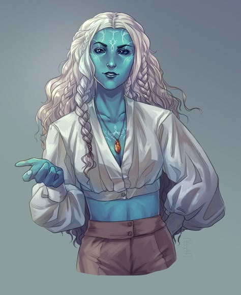 Water or Air Genasi Air Genasi, Water Genasi, Rpg Wallpaper, Dnd Character Inspiration, Dnd Character Art, Npc Ideas, Dnd Inspiration, Blue Skin, Dnd Character Ideas