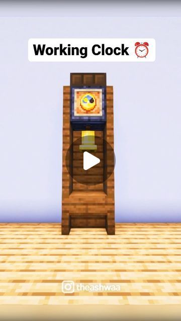 Minecraft Grandfather Clock Design, Minecraft Grandfather Clock, Minecraft Clock, Build In Minecraft, Grandfather Clock, Clock Design, Youtube Videos, Minecraft, Clock