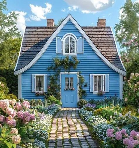 Light Blue House Exterior, House Color Ideas, Architectural Homes, Light Blue Houses, Outside House Colors, Blue Houses, Inspiring Lifestyle, Beautiful Small Homes, House Colours