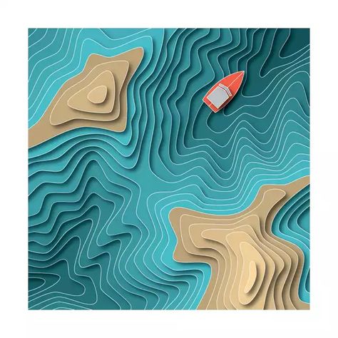 Topographic Map Art, Tutorials Art, Paper Cutout Art, Layered Art, Paper Artwork, Paper Cut Art, Topographic Map, Map Design, Paper Cutout