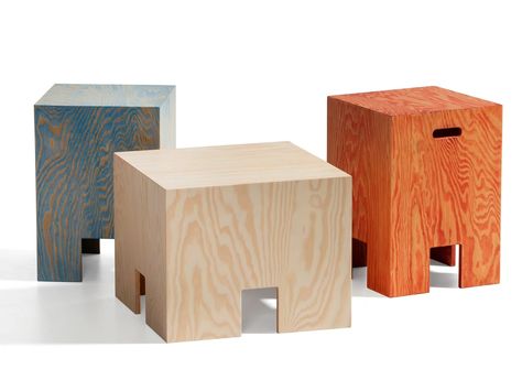 Low plywood stool PLYBORD by Blå Station Plywood Stool, Plywood Art, Jonas Wood, Contract Design, Pine Plywood, Stool Design, Plywood Furniture, Objects Design, Space Design