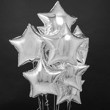 Ten Inflated Silver Foil Stars Balloons Gift, Personalised Balloons, Rocket Party, Christmas Balloon Decorations, Rocket Space, Bubblegum Balloons, Silver Balloon, Personalized Balloons, Up Balloons