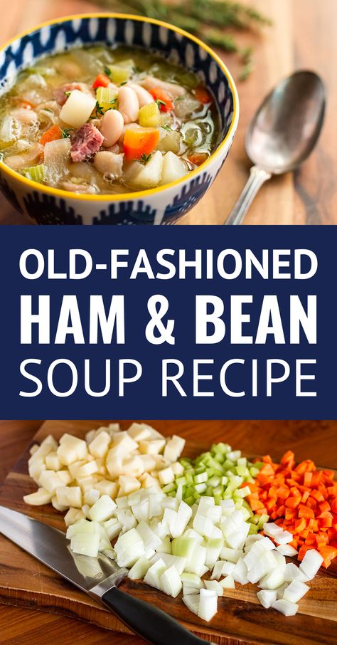 Ham Bone Bean Soup, Easy Ham And Bean Soup, Soup With Black Beans, Old Fashioned Ham, Ham Bone Soup Recipes, Ham Bone Recipes, Soup Stovetop, Ham Soup Recipes, Ham Bone Soup