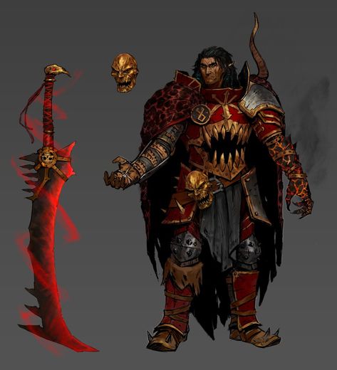 Warhammer Age Of Sigmar Art, Khorne Warrior, Hammer Fantasy, Warriors Of Chaos, Slaves To Darkness, Rpg Monsters, Warhammer Chaos, Pathfinder Character, Caracter Design