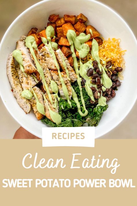 Sweet Potato Power Bowl, Potato Recipes Healthy, Recipes Healthy Clean Eating, Power Bowl Recipe, Sweet Potato Recipes Healthy, Sweet Potato Bowls, Healthy Bowls Recipes, Delicious Appetizers, Power Bowl