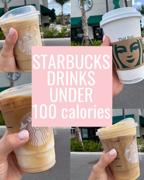 Coffee drinks under 100 calories in many flavors and variations Diet Starbucks Drinks Coffee, Coffee Orders Ideas, Cheap Low Cal Starbucks Drinks, Starbucks Orders Low Calorie, Healthy Coffee Orders Starbucks Drinks, Starbucks Under 100 Calories, Low Cal Drinks At Starbucks, Healthy Hot Coffee Starbucks, Calorie Friendly Starbucks Drinks