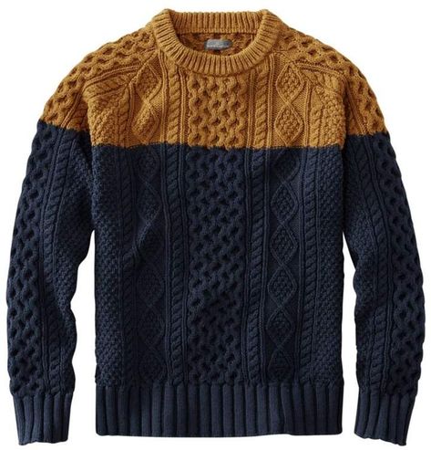 Our favorite part of this Irish-inspired fisherman's sweater is the authentic stitchwork - it gives it rich texture and a timeless look. L.L.Bean Men's Signature Cotton Fisherman Sweater, Colorblock Sweater Design For Men, Winter Pullover Outfits, Snapback Hats Men, Sweater Outfits Men, Mens Sweaters, Men's Sweatshirts, Fisherman Sweater, Knit Men, Outfits Men