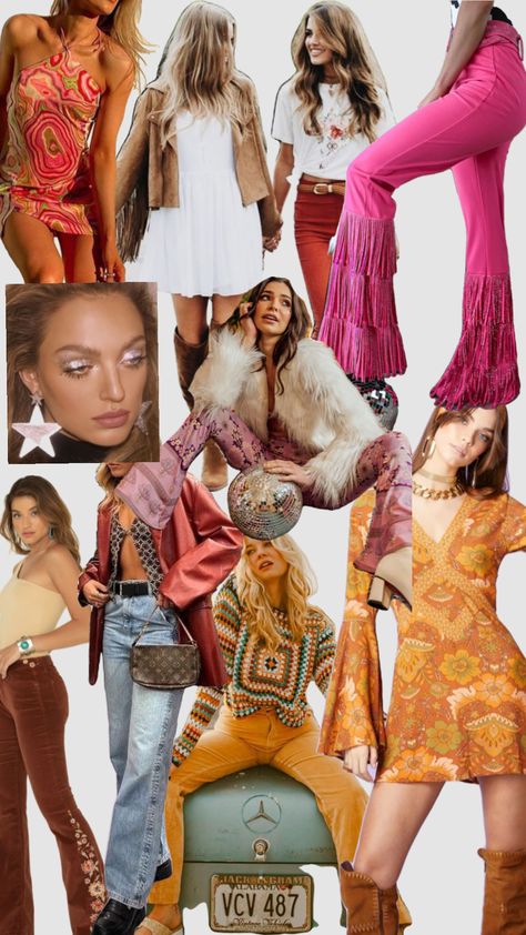 70s Outfit Inspo #70s #70sbachelorette #70sstyle #70soutfitinspo #70soutfitinspiration #bach #bachelor #bachelorette #groovy #groovyandboozy #dazedandengaged #bachparty #bachpartyplanner #partyplanner 70s Hippie Aesthetic Outfit, Outfit Inspo 70s, Disco Party Outfit Ideas, Hippie Aesthetic Outfit, 70s Outfit Inspiration, 70s Hippie Aesthetic, Disco Party Outfit, 70’s Outfit, 70s Outfit