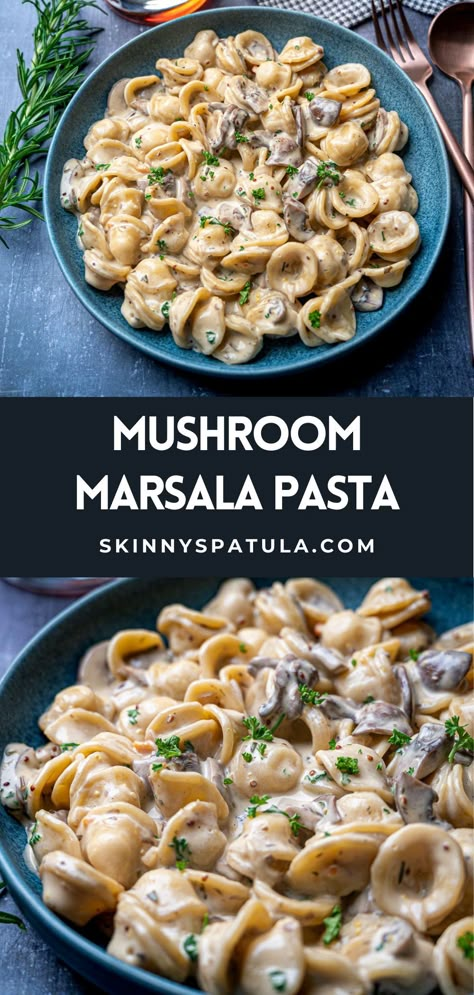 This creamy mushroom Marsala pasta is a delicious vegetarian dish that’s luxurious and simple to make at the same time. A rich, flavorful marsala sauce makes this pasta the kind of gourmet meal that you’ll want to make over and over again. Mushroom Marsala Pasta, Marsala Pasta, Mushroom Marsala, Marsala Sauce, Mushroom Recipes Pasta, Vegetarian Dish, Pasta Dinners, Pasta Dinner Recipes, Mushroom Pasta