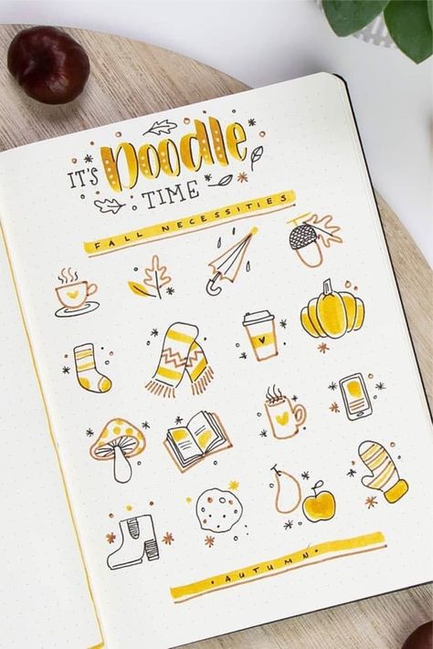 Check out these fun and easy bullet journal doodle ideas! ☕ Autumn Doodles, Bujo Doodles, Arte Doodle, Doodle Inspiration, Bullet Journal Art, Journal Aesthetic, Bullet Journal Inspo, Bullet Journal Doodles, Journal Doodles