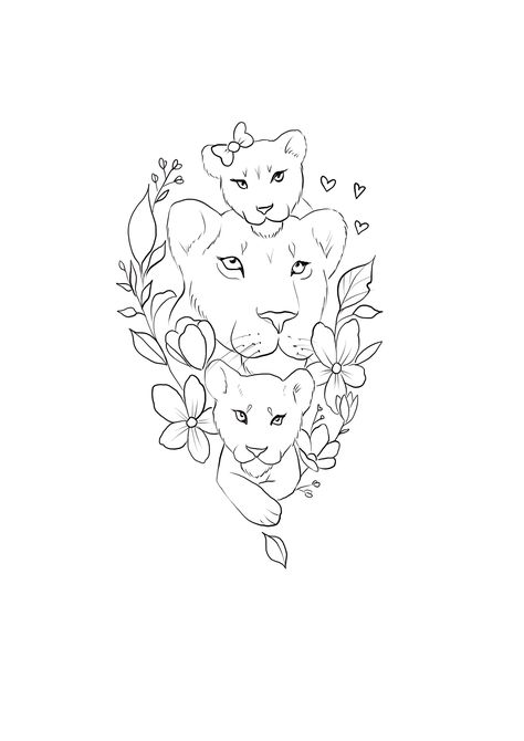 Lioness With Two Cubs Tattoo, Three Lions Tattoo, Caw Art, Lions Tattoo, Lioness And Cub Tattoo, Lion Cub Tattoo, Mom Baby Tattoo, Cub Tattoo, Mutterschaft Tattoos