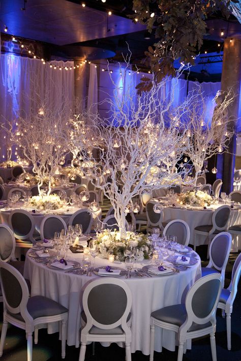 Christmas Table Decorations Ideas, Winter Wonderland Wedding Decorations, Wonderland Wedding Decorations, Tree Arrangement, Wedding Table Arrangements, Winter Wonderland Wedding Theme, Winter Wonderland Christmas Party, Wonderland Wedding Theme, Table Decorations Ideas