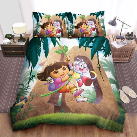 Dora The Explorer Tree Swinging Duvet Cover Bedroom Sets Comfortable Bedding Sets Check more at https://hearthtops.com/product/dora-the-explorer-tree-swinging-duvet-cover-bedroom-sets-comfortable-bedding-sets/ Free Motion Pattern, Comfortable Bedding, Bed Swing, Bedding Duvet, High Quality Bedding, Bedding Essentials, Dora The Explorer, Duvet Bedding Sets, Personalized Bedding