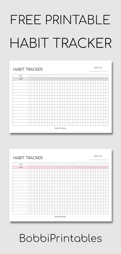 Free Printable Habit Tracker, Printable Habit Tracker, Tracker Free, Habit Tracker Bullet Journal, Habit Tracker Printable, Tracker Template, Habit Tracking, Habit Trackers, Printable Calendar Template