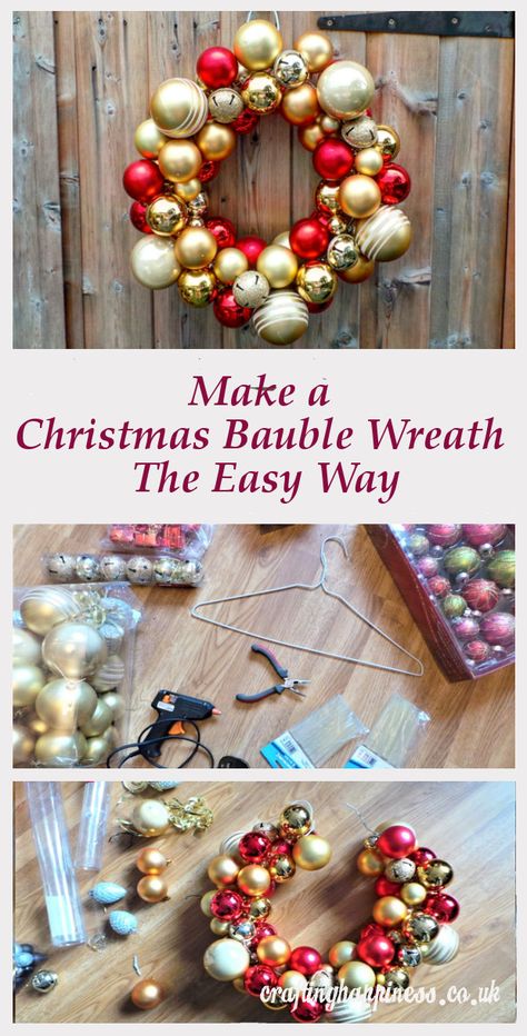 Christmas Balls Wreath Diy, Bauble Wreath, Diy Tree Decor, Easter Tree Ornaments, Easter Wreath Diy, Easy Diy Wreaths, Xmas Baubles, Christmas Tinsel, Easter Tree Decorations