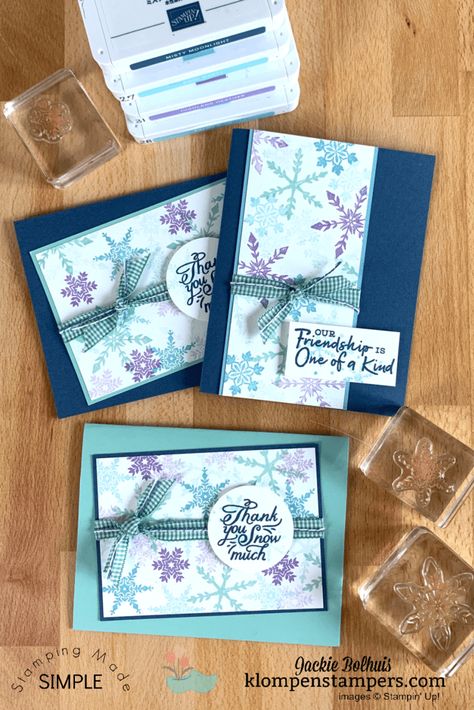 Klompen Stampers, 21 Cards, Card Stamping, Cards Homemade, Cards To Make, Everyday Cards, Snowflake Cards, Hand Stamped Cards, Christmas Thank You