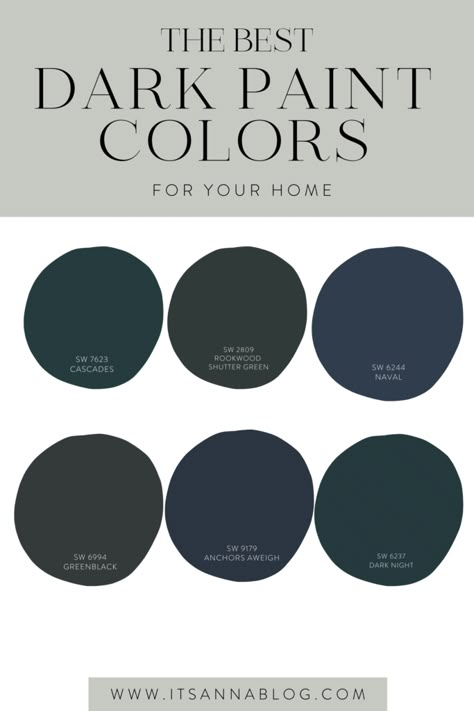 Best Dark Paint Colors, Sherwin Williams Dark Night, Paint Color Of The Year, Airport Office, Punch Party, Interior Wall Colors, Dark Blue Paint, Dark Paint Colors, Dark Paint