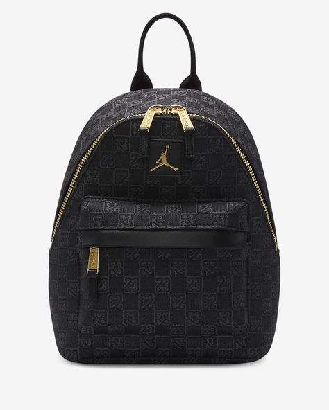 Jordan Monogram Mini Backpack Backpack. Nike.com Jordan Mini Backpack, All Jordans, Monogram Backpack, Air Shoes, Black Jordans, Mini Mochila, Woven Pattern, Hot Sneakers, Designer Backpacks