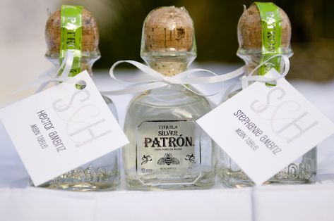 Liquor Wedding Favors, Tequila Wedding, Mini Patron Bottles, Mexican Inspired Wedding, Patron Tequila, Edible Wedding Favors, Boda Mexicana, Wedding Bottles, Favors Diy