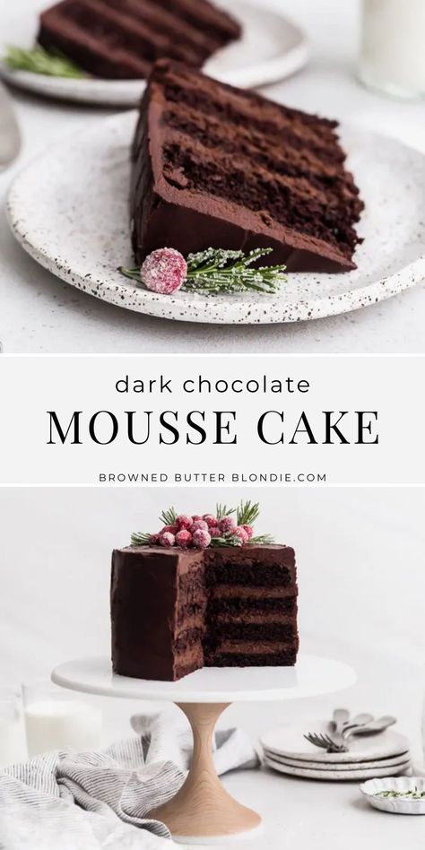 How To Make Chocolate Mousse Cake, Dark Chocolate Birthday Cake, Chocolate Cake Variations, Opera Pastry, Seven Layer Cake, Chocolate Cake Mousse, Mousse Chocolate Cake, Dark Chocolate Mousse Cake, Chocolate Cake Birthday