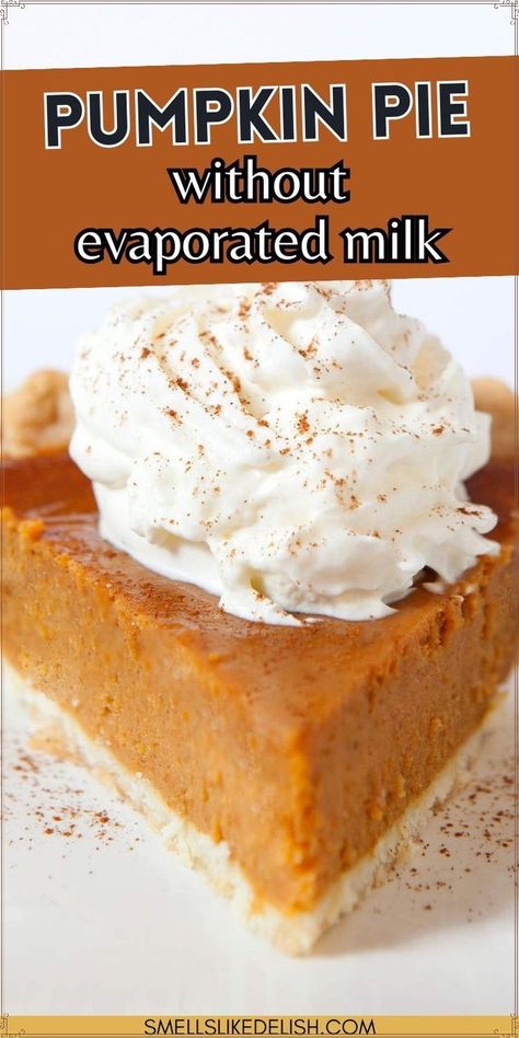 Ditch the evaporated milk and create a creamy, dreamy pumpkin pie with this recipe! Heavy cream adds richness and a luxurious texture, while still delivering that classic pumpkin pie flavor you love. Perfect for when you don't have evaporated milk on hand, this recipe ensures a delicious and satisfying fall dessert! Pumpkin Pie Without Evaporated Milk, Frozen Casserole Recipes, Classic Holiday Desserts, Thanksgiving Baking, Pumpkin Spice Recipe, Homemade Pumpkin Pie, Homemade Pie Crusts, Pumpkin Pie Filling, Holiday Dessert