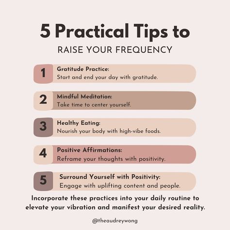 🌟 What’s your go-to practice for raising your frequency? Let’s share and inspire each other! ➡️ Follow @theaudreywong for more on healing your limiting beliefs & subconscious programming to more easily create your desired reality ✨ ➡️ Click on the link in my bio to subscribe to my Substack multimedia library for many more manifestation & healing resources & tips. 💡I have created courses, guided meditations, and podcast episodes available on substack to help you heal, release, and manifest... Manifestation Podcast, Subconscious Programming, What Is Healing, Desired Reality, High Vibes, Practice Gratitude, Limiting Beliefs, Guided Meditation, Positive Affirmations