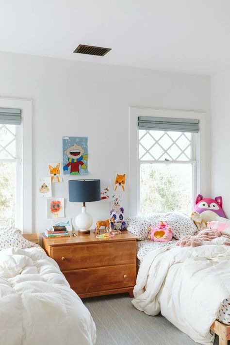 The Kids’ Shared Bedroom Update (It’s The End Of An Era…) - Emily Henderson Toddler Baby Shared Room, Clever Furniture, Hacks For Kids, Kids Shared Bedroom, Shared Kids Room, Space Saving Hacks, The End Of An Era, Colorful Kids Room, Modern Kids Bedroom