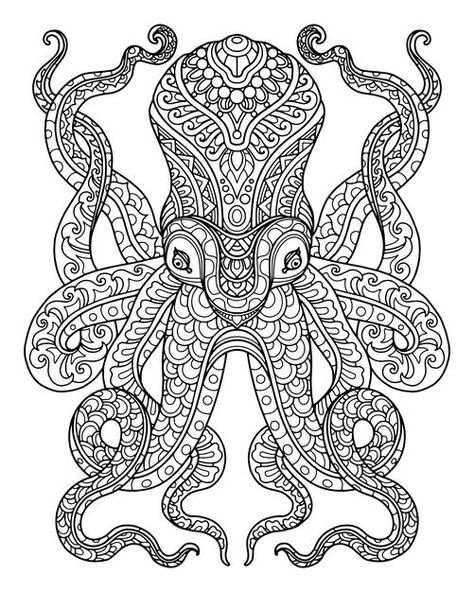 Sea life coloring page illustration and ... | Premium Vector #Freepik #vector #mandala #animals #octopus #outline Mandala Animal Drawing, Octopus Mandala Tattoo, Amphitrite Tattoo, Mandala Animal Tattoo, Mandala Octopus, Octopus Outline, Animal Mandala Coloring Pages, Sea Mandala, Mandala Animals