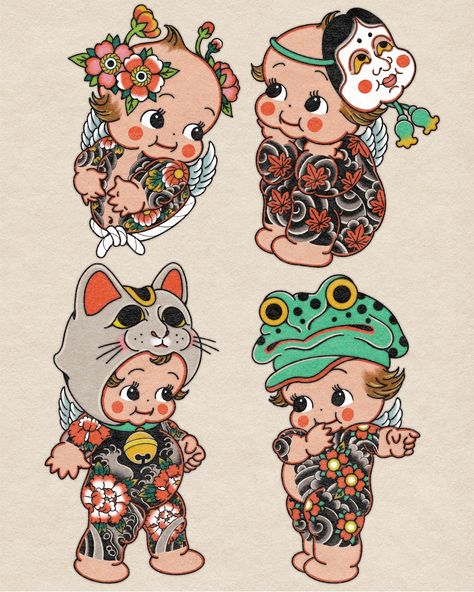 ✩ ✨🌼Mila Tattoos 🌼✨ ✩ | Kewpie flash available ✨ . . . . #japanesetattoo #tatouagejaponais #okinawatattoo #bordeauxtattoo #bordeauxtatouage #francetattoo… | Instagram Kewpie Flash, Okinawa Tattoo, Kewpie Tattoo, France Tattoo, Traditional Japanese Tattoo Flash, Kewpie Art, Traditional Tattoo Flash Art, Doll Tattoo, Sick Tattoo