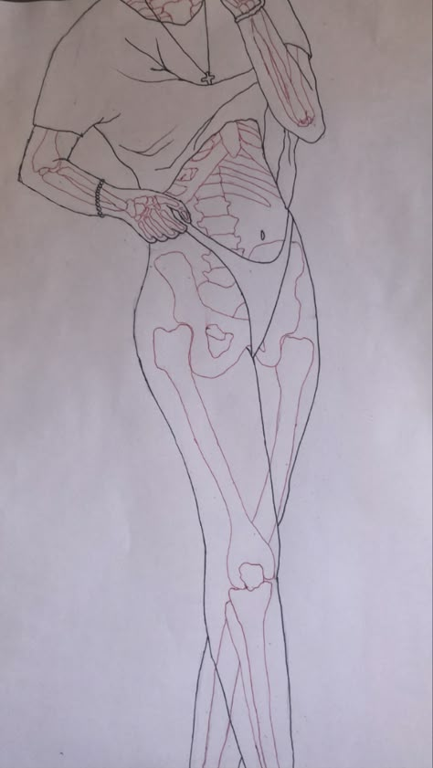 Skeleton Person Art, Human Body Inside Drawing, Skeleton Body Drawing Aesthetic, Skeleton Drawing Poses, Half Human Half Skeleton Face Drawing, Melting Skeleton Drawing, Skeleton Body Reference, Scary Skeleton Drawing, Skeloten Drawings