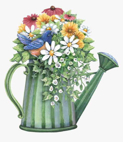 Decoupage Vintage, Flower Clipart, Country Art, Floral Vintage, 5d Diamond Painting, Watering Can, Watercolor Flowers, Decorative Painting, Diamond Painting