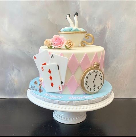 Alice In Wonderland Birthday Cake, Alice In Wonderland Cake, Wonderland Cake, Alice In Wonderland Tea Party Birthday, Alice In Wonderland Cakes, Onederland Birthday Party, 1st Birthday Party For Girls, Alice Tea Party, Diy Music