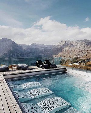 Luxury Travel Advisors — Azaria Travel Private Island Honeymoon, Mountain Pool, Pool Goals, Crans Montana, Poolside Decor, Hilton Hotels, Most Luxurious Hotels, Europe Vacation, Beautiful Hotels