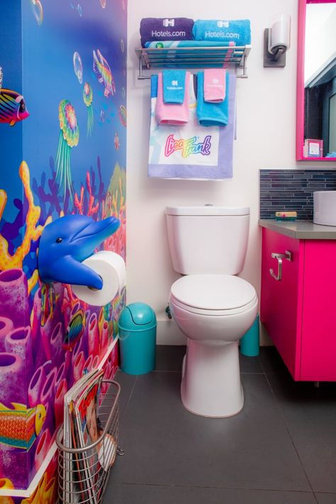 You Can Stay at the Lisa Frank Hotel Room in October Lisa Frank Bathroom, Padded Room, 90s Room, Lisa Frank Inspired, Funky Room, Appartment Decor, Rainbow Decor, Bright Bathroom, House Vibes