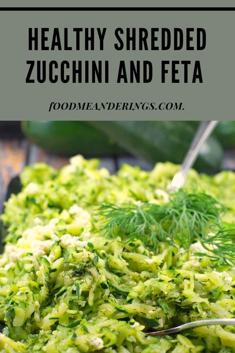 This Healthy Shredded Zucchini and Feta is an easy 5 ingredient side dish! Zucchini, garlic, dill, low-fat (light) feta and olive oil are sauteed together, creating a delicious, gluten-free, Weight Watchers friendly, keto and low calorie veggie dish that can be made in under 30 minutes! #shreddedzucchini #zucchini #keto #vegetables #sidedish #feta #garlic #dill #5ingredients #fetacheese #saute #wwrecipes Low Calorie Feta Recipes, Zucchini And Feta Recipes, Zucchini Keto, Gluten Free Weight Watchers, Fried Zucchini Recipes, Summer Bbq Side Dishes, Keto Vegetables, Bbq Party Food, Feta Recipe