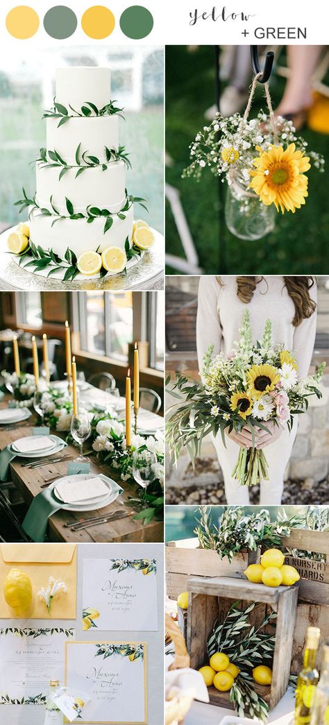 Yellow Wedding Colors, Summer Wedding Diy, Yellow Wedding Theme, Wedding Color Trends, Wedding Color Scheme, Green Wedding Colors, Wedding Color Ideas, Winter Wedding Colors, Spring Wedding Colors